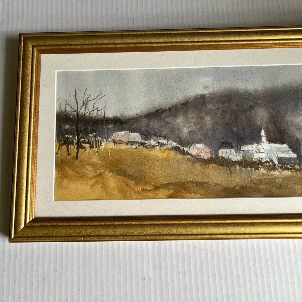 Original Framed watercolor by Marion Killacky of Village in Mountains - Picture 4 of 5
